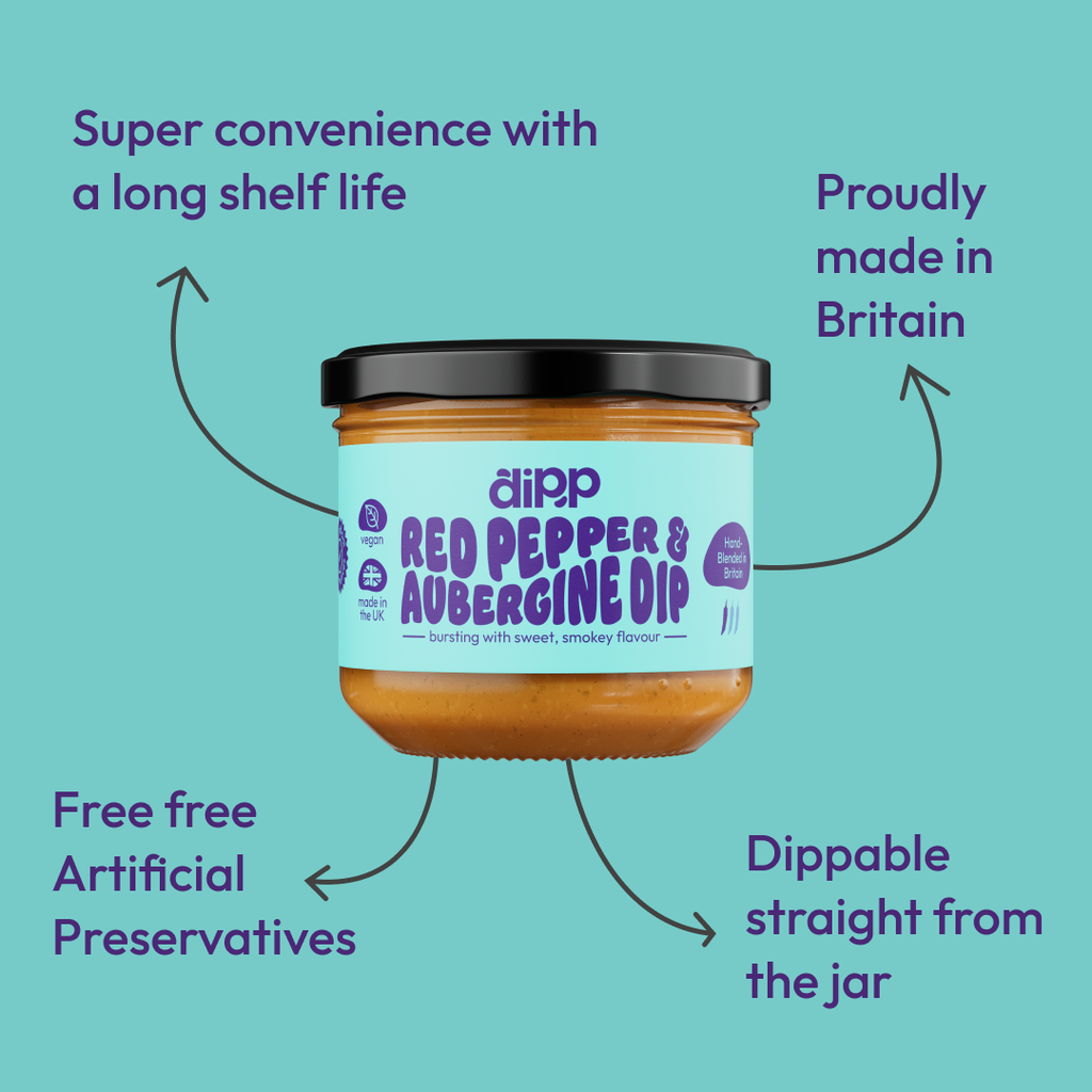 Dipp Red Pepper & Aubergine dip; No Artificial Preservatives