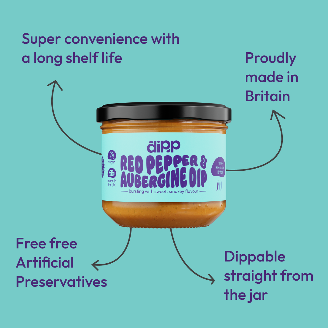 Dipp Red Pepper & Aubergine dip; No Artificial Preservatives