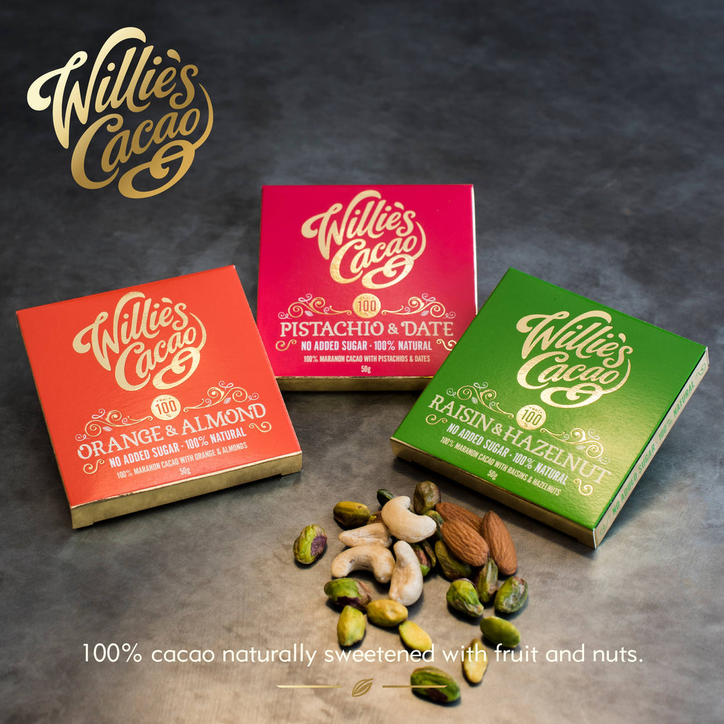Pistachio & Date. 100% cacao. No added sugar. Vegan. 50g bar
