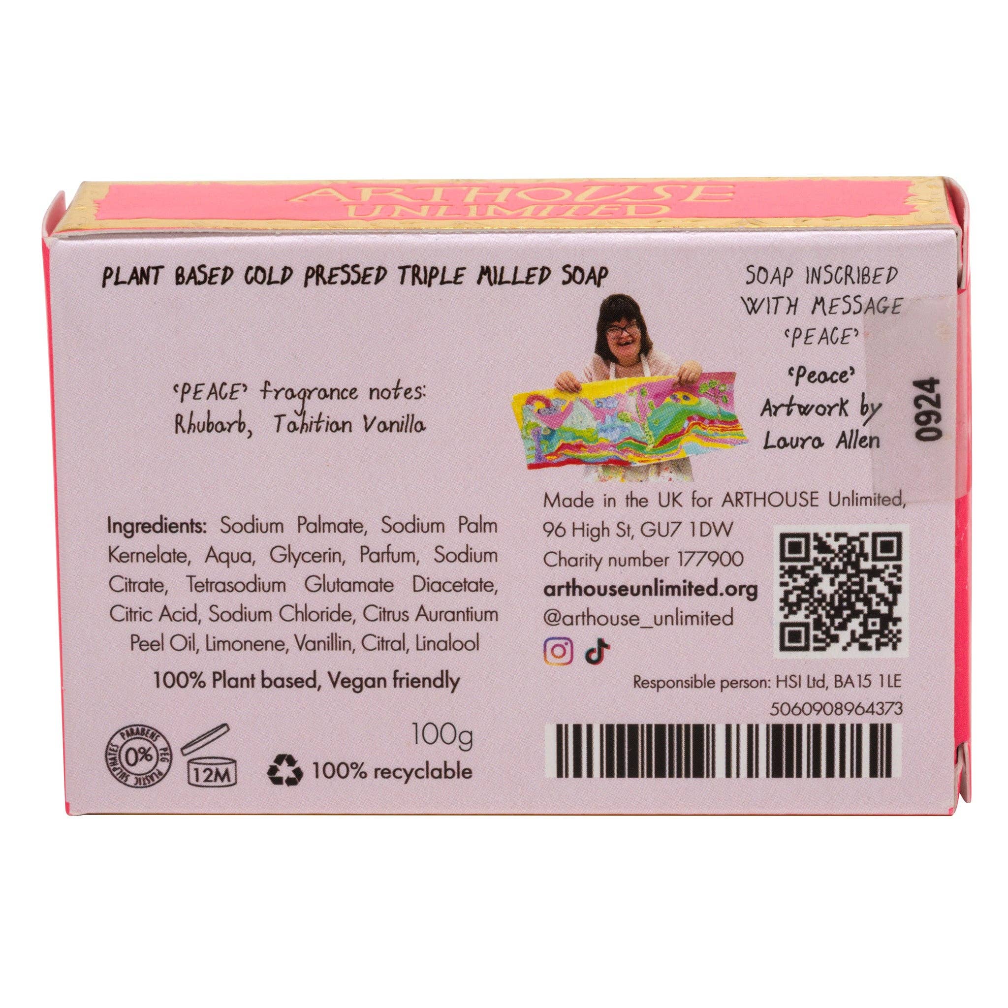 Peace, Triple Milled Plant Based Soap