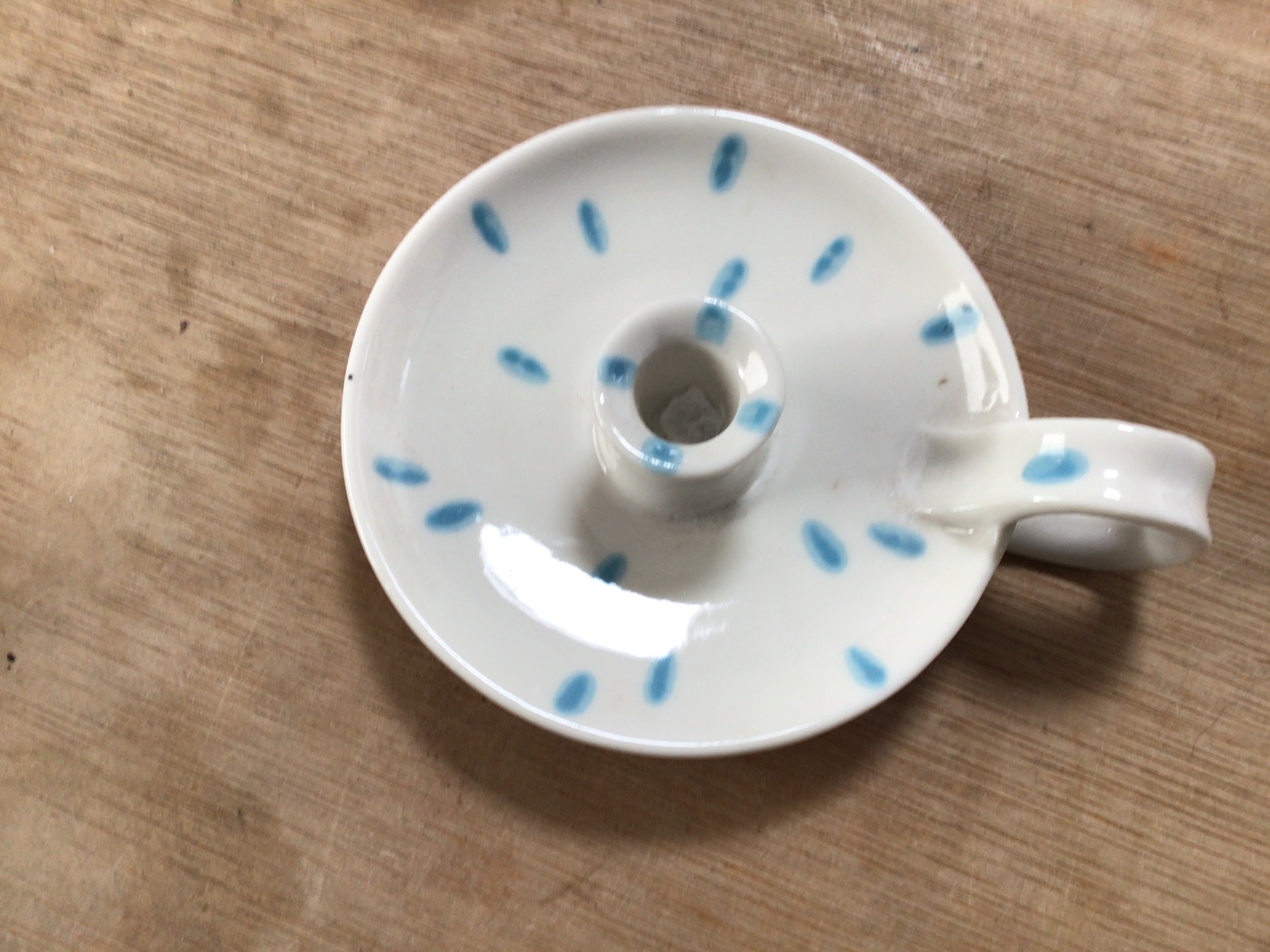 Pale Blue Brushstrokes 1/2” candle holder with handle