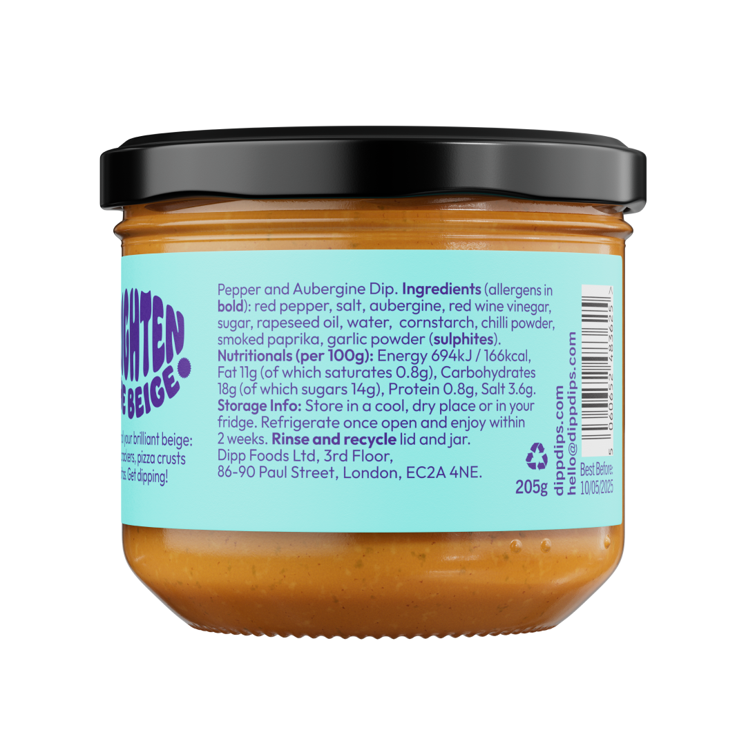 Dipp Red Pepper & Aubergine dip; No Artificial Preservatives
