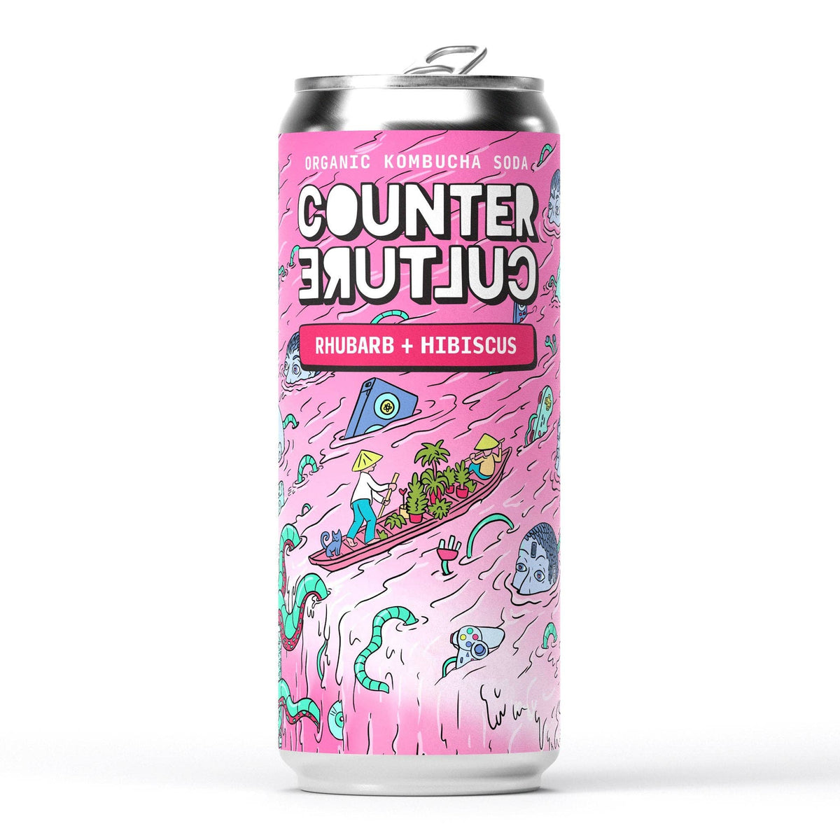 Counter Culture - Rhubarb + Hibiscus Organic Kombucha Soda 330ml