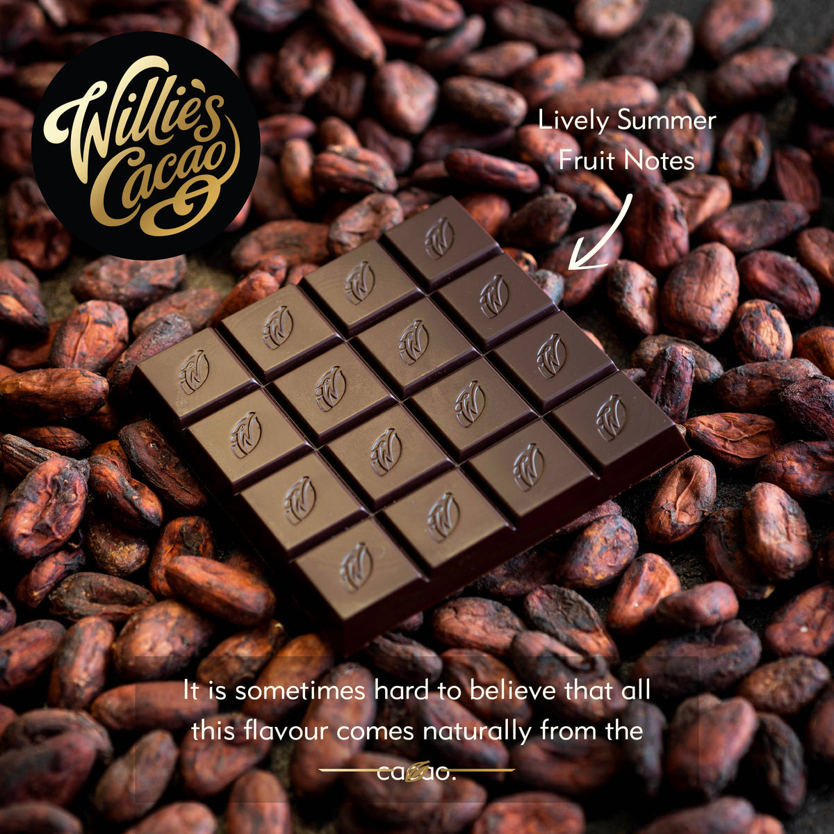 Sambirano 71% dark chocolate. Fruit notes. Vegan. 50g bar
